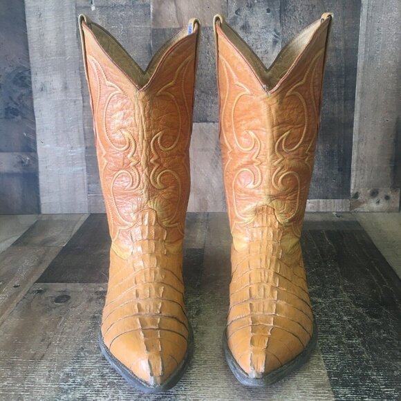 Los Altos Vintage Caiman Tail Western Cowboy Boots Mens 9 EE - Picture 7 of 12